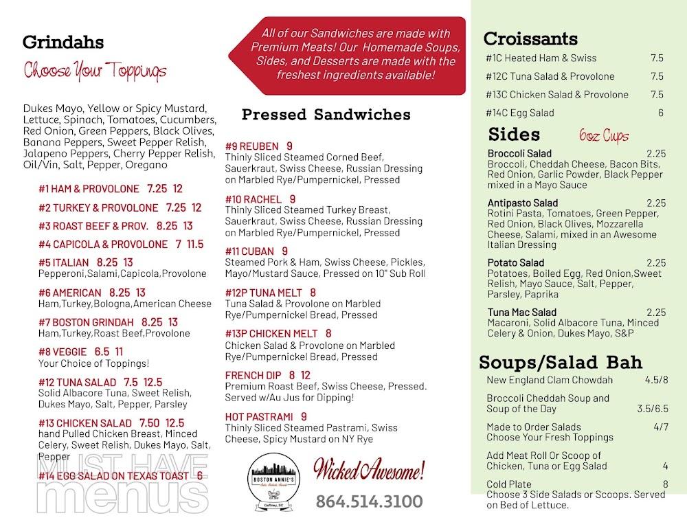 Boston Annie's - Subs, Salads, Sweets Menu image 4